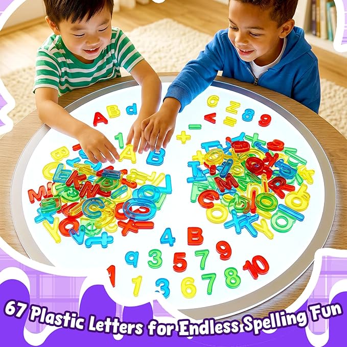 67 Pcs Plastic Practice Set Transparent Letters and Numbers Include Uppercase Letters Lowercase Letters and Numbers Colorful Plastic Letters and Numbers for Kids Counting and Spelling, Ages 3+