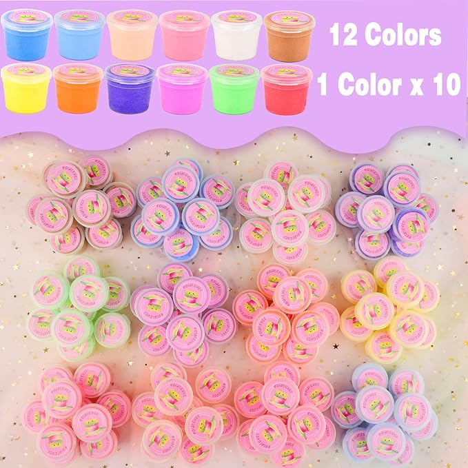 120 Pack Cloud Slime Kit, Mini Bulk Slimes for Kids, Soft and Non-Sticky, Slime Party Favors, Goodie Bag Stuffer, Valentines Gifts, Classroom Exchange Prizes, Stress Relief Toys for Girls Boys 8-12