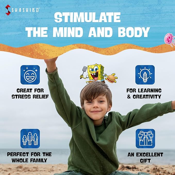 SHASHIBO Spongebob Squarepants Shape Shifting Box - STEM Magnetic Fidget Cube that Transforms Into Over 100 Shapes, Download Fun in Motion Toys Mobile App (Krusty Krab)