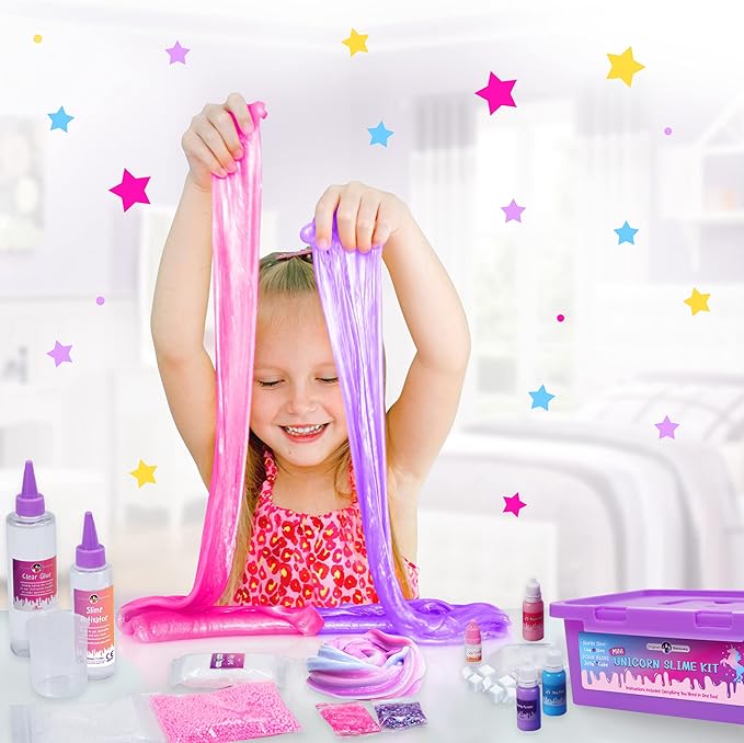 Original Stationery Mini Unicorn Slime Kit - Multicolor, One Size, Ages 7-12 - DIY Unicorn Slime Kit for Girls & Boys with Clay, Foam Balls & Glitter - Kids Crafts & Toys, Magical Gifts