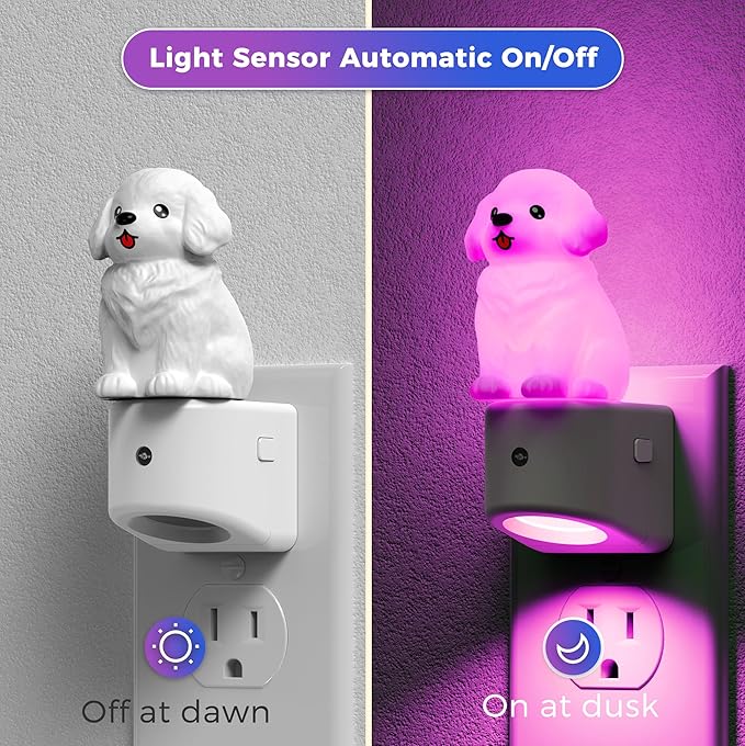 L LOHAS LED Night Light for Kids,3D Cute Puppy Night Lights,Golden Retriever with Dusk to Dawn Sensor, RGB+Soft White 3000K,Dog Night Light,Birthday Gift Nightlight for Kids, Room Decor