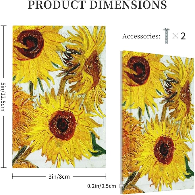 Rustic Sunflower Oil Painting Vintage Flowers Light Switch Cover Plate 1 Gang No Device Blank Electrical Wall Plates Faceplate Decorative Switch Plate for Bed Room Living Room Decor