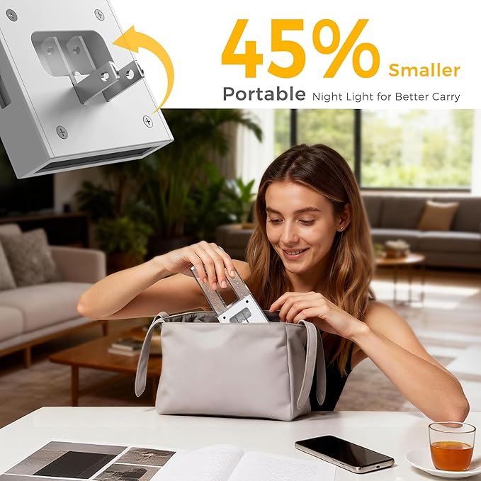 L LOHAS LED Night Light Plug in, 2 Pack Foldable Night Lights Plug into Wall, Portable LED Nightlight with Dusk to Dawn Sensor, Dimmable 0-100LM White Nightlights for Travel, Hotel, Bathroom, Hallway