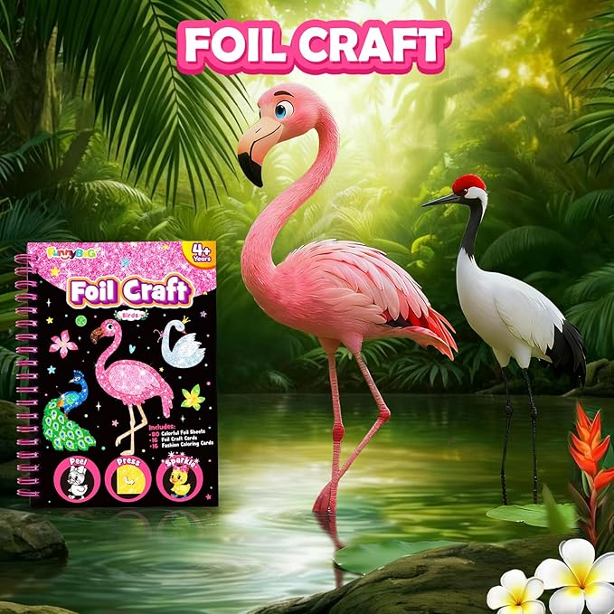 FUNNYB&G Foil Art Crafts for Kids Ages 4-8: Mother's Day 2026, Birthday Gift for Girls, Art and Crafts Supplies, Party Favors, Creative Toys for Girls 4 5 6 7 8 9 Years Old(Birds)