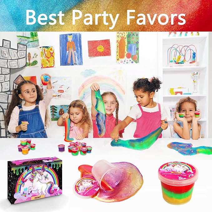 BVEHSR 48 Packs Galaxy Putty Slime, Party Favor for Kids Girls & Boys, Adults, Non Sticky, Stress & Anxiety Relief, Wet, Super Soft Sludge Toy,Easter Basket Stuffers