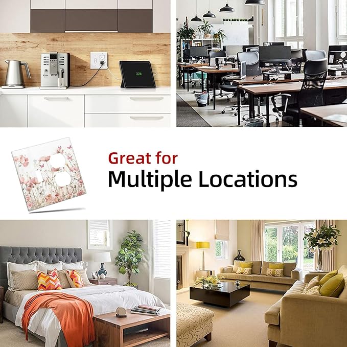 Boho Floral Watercolor Pink Wildflower Butterfly Wallplates 1 Toggle 1 Duplex Switch Plate Electrical GFCI Faceplate Decorative Light Switch Covers for Bedroom Living Room Decor