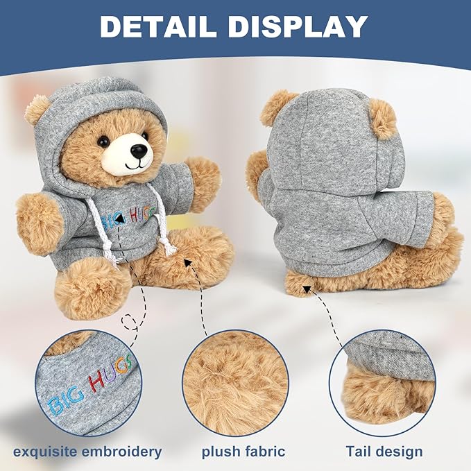 Osacoe Big Hugs Teddy Bear Stuffed Animal with Gift Box Removable Hoodie for Comfort and Love, for Kids, Women & Men in Tough Time, Get Well Soon Gifts Basket with Beautiful Gift Greeting Card