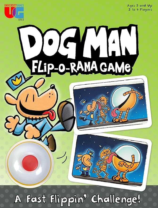 University Games Dog Man Flip-o-Rama Card Matching Game for Kids, Family Memory Card Game Ages 6+, Based on Dog Man Books by Dav Pilkey