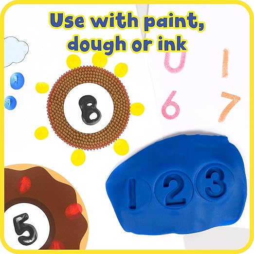 READY 2 LEARN Easy Grip Dough and Paint Stampers - Numbers - Set of 10 - Ages 2+ - Easy to Hold Letter Stamps for Kids