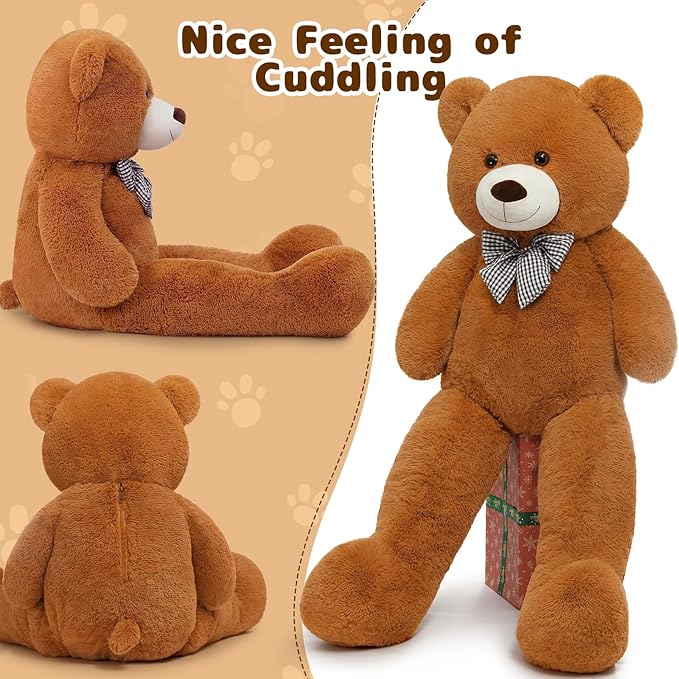 MaoGoLan Giant Brown Teddy Bear 4 Feet,Adorable and Cuddly Big Bear Stuffed Animal 47", Classic Teddy Bear Plush Gift Decoration for Baby Shower,Party,Birthday,Valentines Day