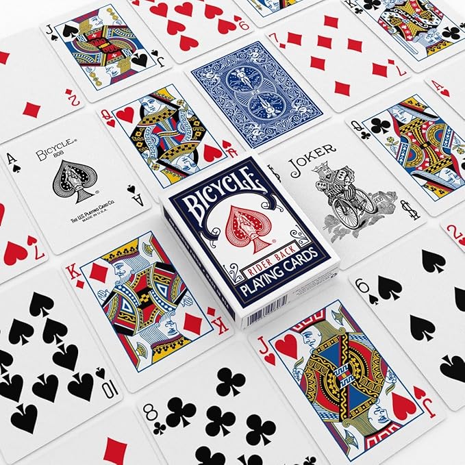 Bicycle Rider Back Standard Index Playing Cards, 12 Pack Bulk Set, Classic Poker Size Decks of Cards for Poker, Blackjack, Rummy, and Family Card Games, Red & Blue Backs
