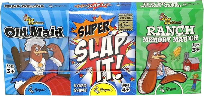 Regal Games Farm Match, Slap It, Old Maid Card Games for Kids Ages 4 5 6 7 8+ | Family Fun Playing Card Set (160 Game Cards, 3 Pack)