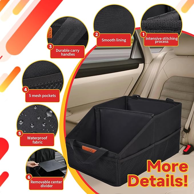Car Seat Organizer for Front Seat or Backseat, Car Storage Organizer for kids, Car Caddy Organizer for Office Files, Books, Toys, Snacks, Drinks, Cups