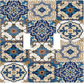 Decorative Switch Plates Mandala Decorative Tile Talavera Moroccan Tiles 2 Gang Double Toggle Wall Plate Outlet Light Switch Cover Electrical Faceplate for Bedroom living Room Decor