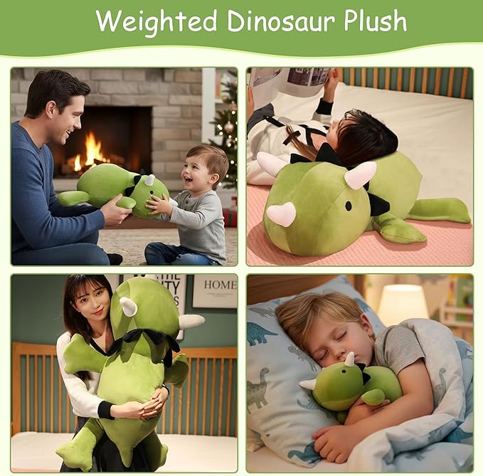 SQEQE Weighted Dinosaur Plush, Weighted Dinosaur Stuffed Animal, Dino Plushies Dino Pillow Toy Gift for Kids Adults 23.6 Inch, 3.1 Lbs