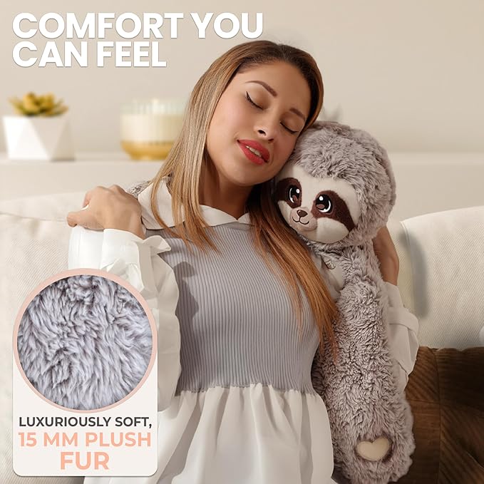 Huggle Healers Weighted Stuffed Animals for Adults, Teens and Kids - 36 Inch Long Plush Arms for Hugs - 4.5lb Sloth Stuffed Animal Plushies - Marshmallow Sloth