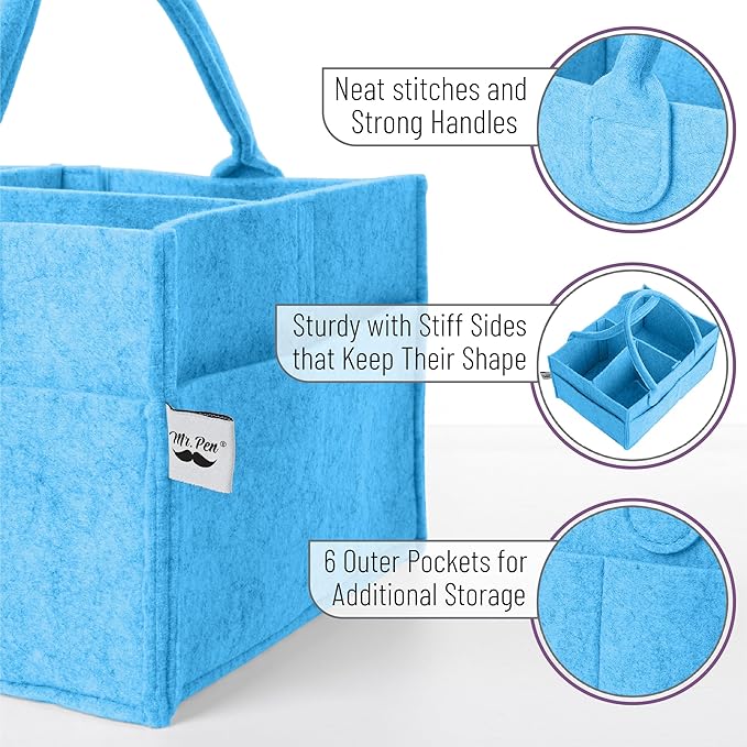 Mr. Pen- Baby Diaper Caddy Organizer, Blue, Nursery Storage Bin and Car Organizer for Diapers and Baby Wipes