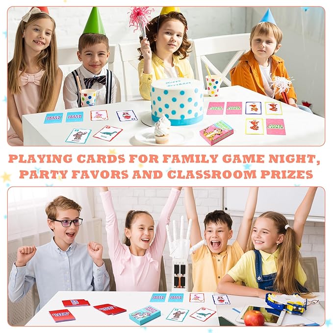 Zubebe 28 Pack Kids Card Games Gifts Bulk Classic Playing Card Game Set for Kids Includes Go Fish, Old Maid, Crazy Eights, Memory Match, Slap Jack, Playing Toy for Party Favors (Classic)