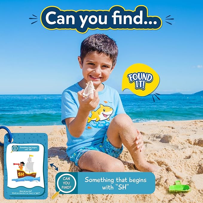Skillmatics Scavenger Hunt Card Game - Found It Beach, Outdoor Learning Educational Game Collections, Perfect for Kids and Families Who Love Board Games, 50 Waterproof Cards, Gift for Ages 4, 5, 6, 7