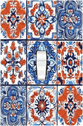Decorative Light Switch Cover Colorful Talavera Mexican Tile 1 Gang Single Toggle Device Electrical Faceplate Switchplates Decorator Outlet Wall Plate For Bathroom Kitchen Decor