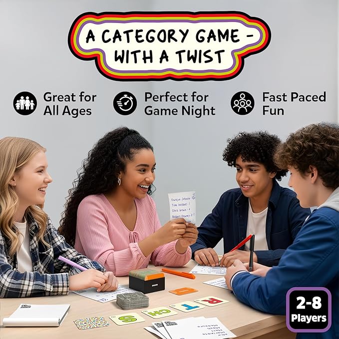 Skillmatics Board & Card Game - First to 5, Category Game with a Twist, Perfect for Parties, Family, Game Night, Quick Thinking, Gifts for Kids, Teens, Adults, Ages 8, 9, 10 & Up, 2-8 Players