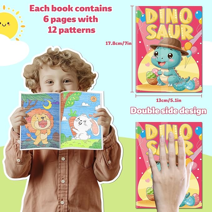 Kalysky 24 Pack Mini Coloring Books for Kids Ages 4-8 (7 * 5.1in), Party Favors Bulk Coloring Books for Toddlers 1-3, 288 Different Illustrations, Birthday Goodie Bags Stuffers for Kids
