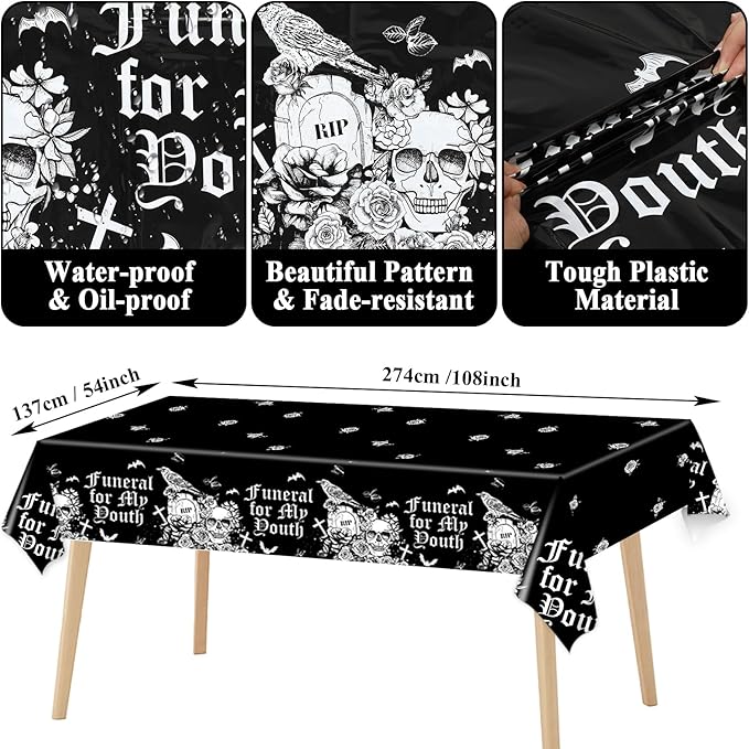 Death to My 20s Party Supplies Serves 24 Rip To My 20s Birthday Decorations Party Paper Plates Napkins 30th Birthday Disposable Tablecloth Set Tableware Kit for My Youth Funeral Party