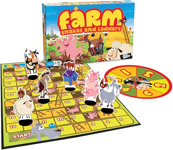 Outset Media Farm: Snakes and Ladders - No Reading Required, Preschool & Kids Board Game, Builds Children's Social & Developmental Skillls, Outset Media, Ages 3+, 2-6 Players