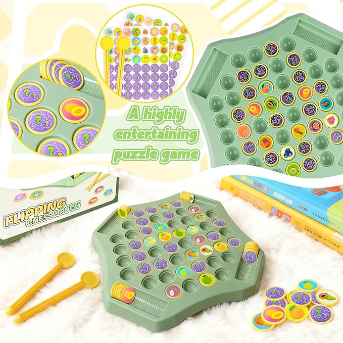 2026 Fruit Turn Around Chess Strategy Chess Game, DIY Fruit Matching Chess Boards,Chess Game for Kindergarten Gathering Activity