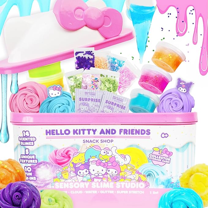 Horizon Group USA Sensory Slime Studio, Scented Slime Kit with Mix-Ins, Charms, and Storage Case, Hello Kitty and Friends