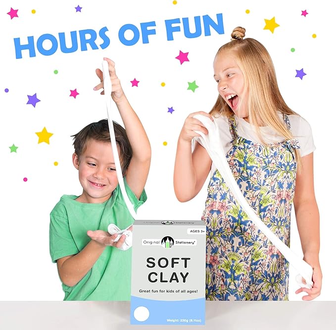 Original Stationery Soft Clay for Slime, 230 g (8.1 oz) White Foam Clay Add-in for Slime Making, Stretchy Air-Dry Butter Texture, Birthday Craft Gift for Kids