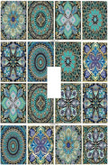 Decorative Light Switch Cover Mandala Decorative Rustic Vintage Turquoise Pattern 1 Gang Single Toggle Device Electrical Faceplate Switchplates Decorator Outlet Wall Plate for Bedroom Bathroom