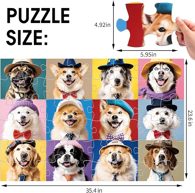 Jumbo Floor Puzzle for Kids,48 Piece Funny Dog Jigsaw Puzzles,Learning Educational Toys for Toddlers Ages 3-5,Puppy Theme Puzzles Children Easter Gift for Boy Girl Ages 4-8