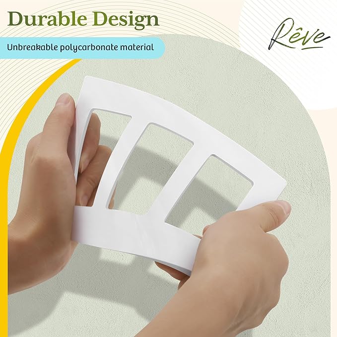 TG Screwless Decorator Wall Plates Child Safe Outlet Covers, Size 3-Gang 4.50" H x 6.30" L, Unbreakable Polycarbonate Thermoplastic, UL Listed, Glossy, White (5 Pack)