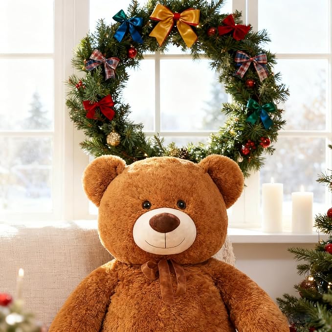 Toys Studio 51 inch Big Teddy Bear Cute Giant Stuffed Animals Soft Brown Bear Plush Toy for Girls Kids Birthday Gift Christmas Valentine's Day Mother's Day Baby Shower Decor