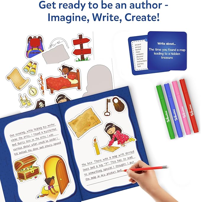 Skillmatics Storybook Art Kit - Create Adventure Stories, DIY Craft & Writing Kit with 300+ Stickers, Scrapbooking & Journal Activity, Screen-Free Fun, Gifts for Kids Ages 5, 6, 7, 8, 9, 10