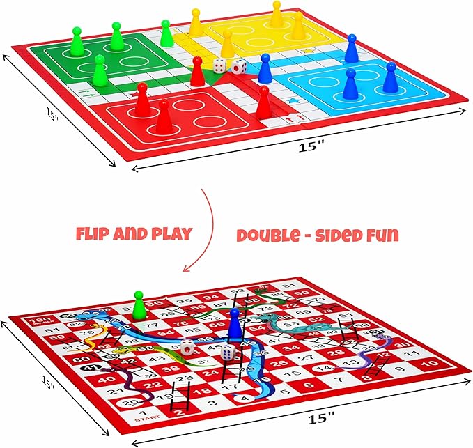 Ankit Toys & Games Ludo & Snakes and Ladders Board Game Set Classic 2in1 Family Fun for Kids and Adults (Standard Edition)