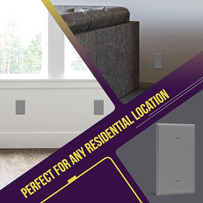 ENERLITES Blank Device Wall Plate, Jumbo Blank Cover, Gloss Finish, Oversized 1-Gang 5.5" x 3.5", Polycarbonate Thermoplastic, 8801O-GY, Gray
