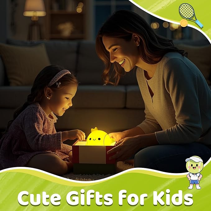 Attivolife Tennis Night Light, Tennis Ball Gifts for Kids, Rechargeable Nursery Bedroom Table Decor Dimmable LED Touch Lamp, Birthday Graduation Christmas Gift for Baby Boy Girl Teen Adult Athlete