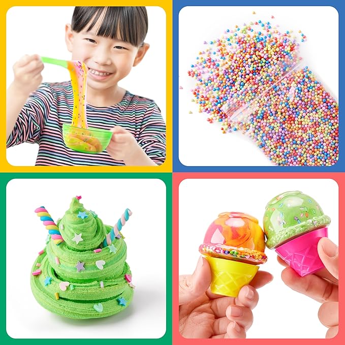 Original Stationery Ice Cream Slime Kit Rainbow Popsicle Edition – All-in-One DIY Slime Making Kit with Glue, Activator, Sprinkles, Bowls & Mixers, for Kids & Girls Creative Play
