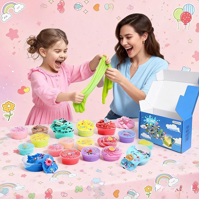15Pack Butter Slime Kit with Scented DIY Slime for Girls and Boys, Super Soft, Non-Sticky Stress Relief Toy, Party Favors and Birthday Gift