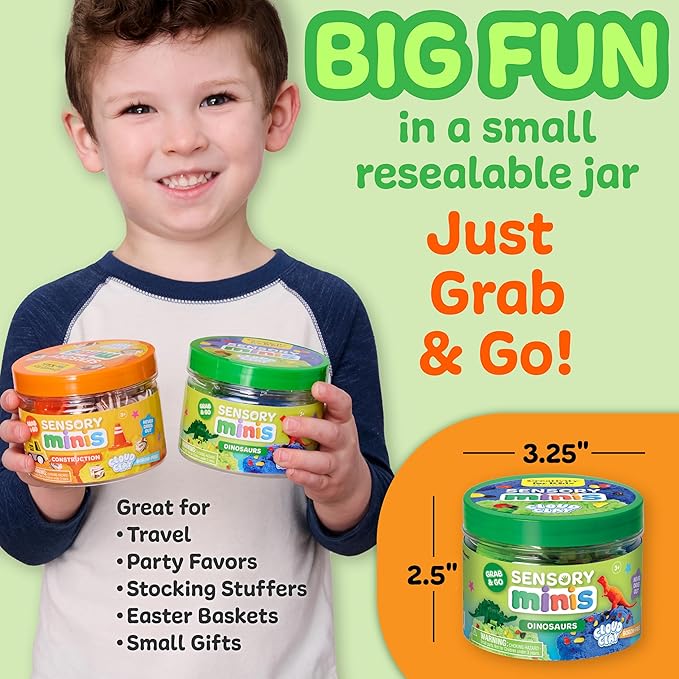 Creativity for Kids Sensory Minis Dinosaur Kit | Cloud Clay Sensory Toy for Toddlers | Squish, Scoop & Discover Dinosaur Figures | Spring Crafts for Travel Activities (Ages 3+)