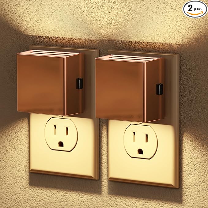 JandCase Night Light,Automatic Night Lights Plug into Wall,Dusk to Dawn,2 Pack Soft White 3000K Brightness Adjustable Nightlight for Kids Bedroom Bathroom Hallway Kitchen