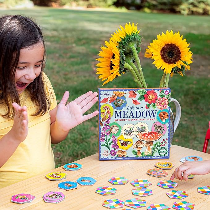 eeBoo: Memory and Matching Game - Life in a Meadow - 24 Pairs, Develops Recognition, Concentration, Memory & Vocabulary Skills, Age 3+
