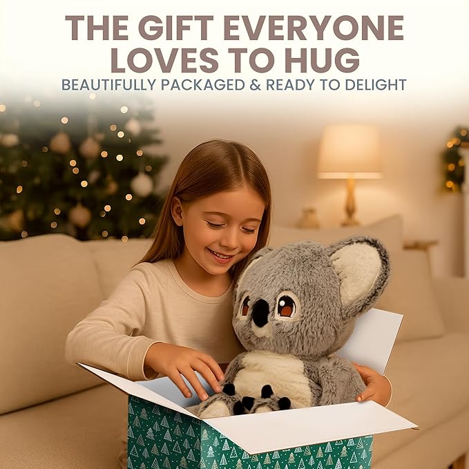 Huggle Healers Weighted Stuffed Animals for Adults, Teens and Kids - 36 Inch Long Plush Arms Grey Stuffed Animal for Hugs - 4.5lb Koala Plushies - Noa Koala