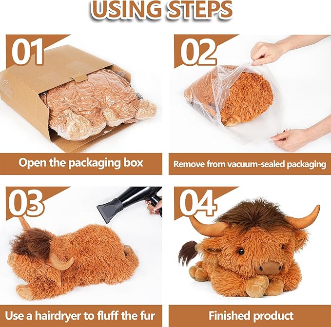 WDXDSOB Weighted Highland Cow Stuffed Animals, 4.2 Lbs Weighted Highland Cow Plush for Kids & Adults, 21.6 Inch Large Cattle Pillow Toy Gift for Christmas Birthday Gift