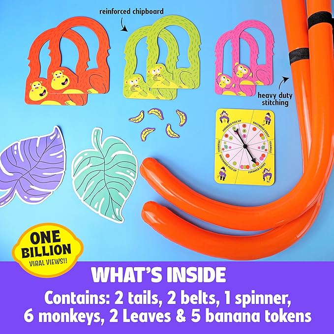 MCMILLER ENTERTAINMENT It’s Bananas – The Hilarious Monkey Tail Party Game for Adults & Families | Funny Indoor & Outdoor Game for Bachelorette Parties, Summer Parties, BBQs, Birthdays & Game Nights