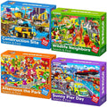 QUOKKA 100 Piece Puzzles for Kids Ages 4-6 – 4 Puzzles for Kids Ages 6-8 – Search and Find Animals and Construction Vehicles Kid Activities for 8-10 yo – Toddler Learning Toy Game Gift for Boys 5-8