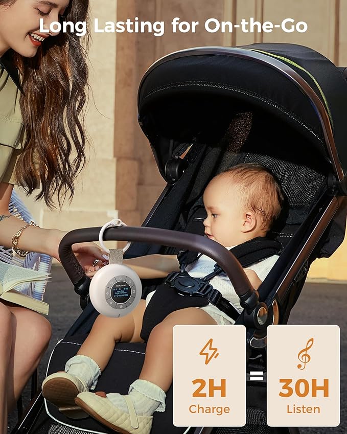 Glocusent Portable White Noise Machine, 62 Soothing Sounds, 2000mAh Battery for 30Hrs Long Lasting - Noise Canceling for Office & Sleeping, Travel Sound Machine for Baby Kids Adults