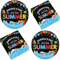 CHUNNIN 50Pcs End of School Year Paper Plates and Napkins School's Out for Summer Dessert Plates Summer Theme Party Decorations Tropical Pool Tableware Set Serves 25 Guest Beach Party Supplies
